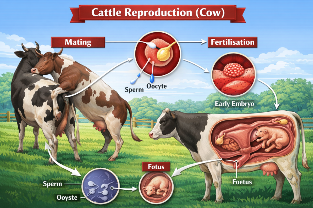 গাভী ও ষাঁড়ের প্রজনন - Cattle Reproduction (Cow)