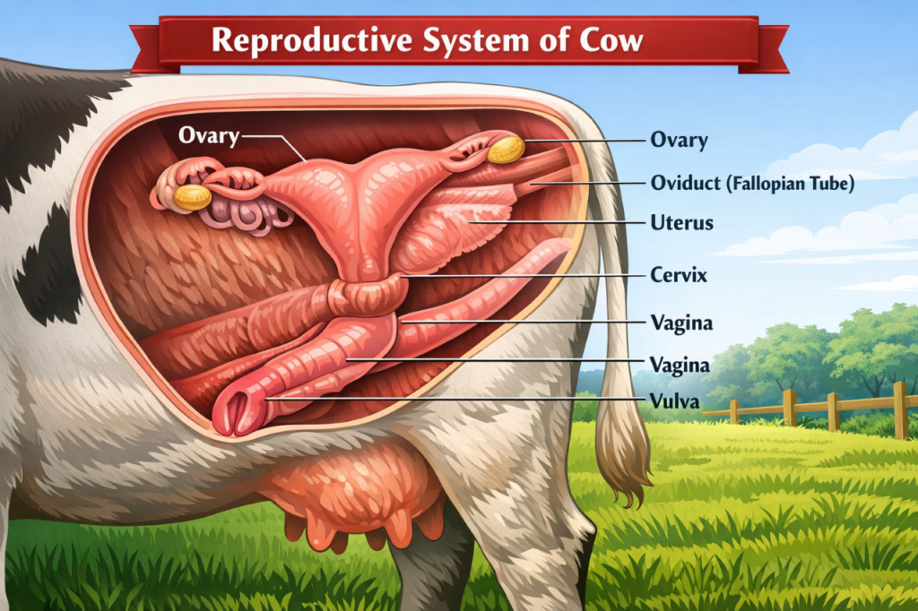 গাভীর জননতন্ত্র (Reproductive system of cow)