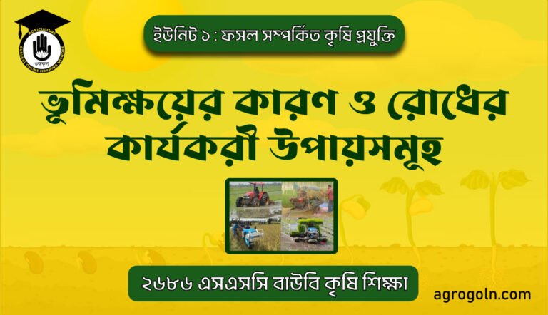 ভূমিক্ষয়ের কারণ ও রোধের কার্যকরী উপায়সমূহ