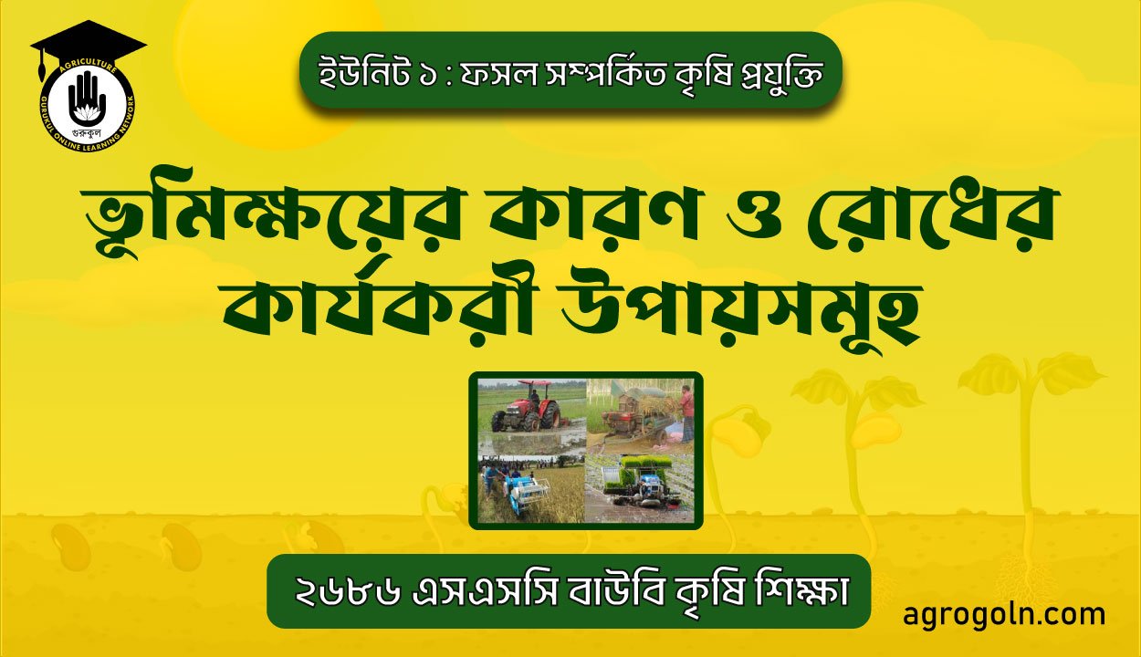 ভূমিক্ষয়ের কারণ ও রোধের কার্যকরী উপায়সমূহ