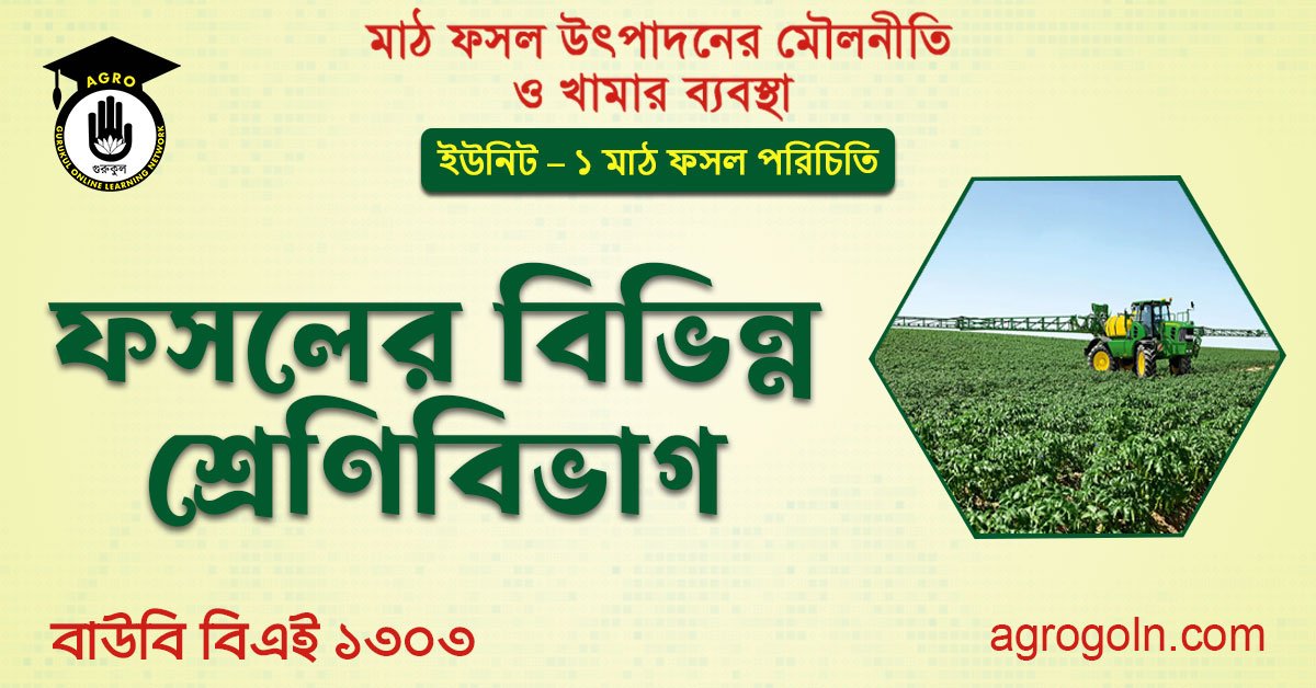 ফসলের বিভিন্ন শ্রেণিবিভাগ