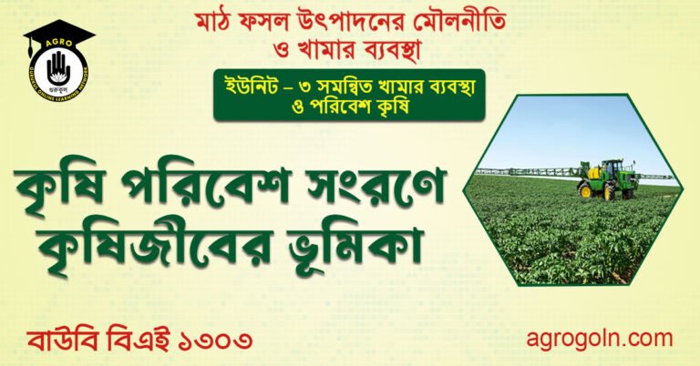 কৃষি পরিবেশ সংরণে কৃষিজীবের ভূমিকা