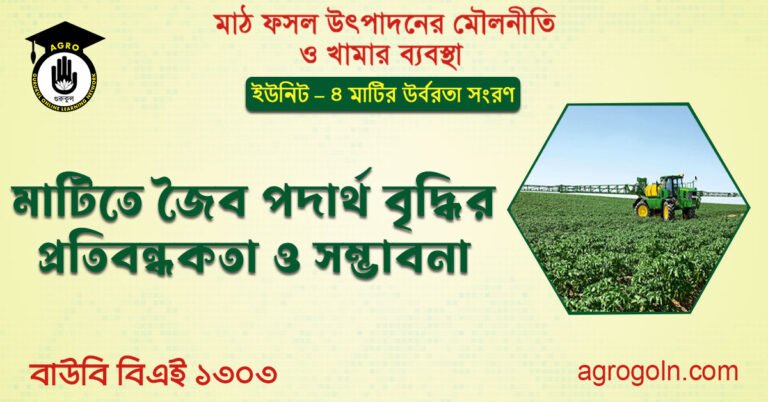 মাটিতে জৈব পদার্থ বৃদ্ধির প্রতিবন্ধকতা ও সম্ভাবনা
