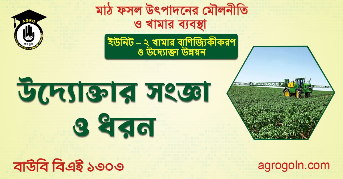 উদ্যোক্তার সংজ্ঞা ও ধরন