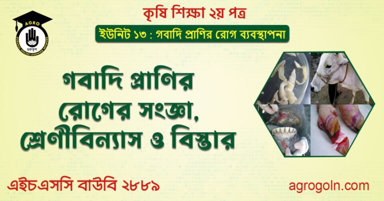 গবাদি প্রাণি রোগের সংজ্ঞা, শ্রেণীবিন্যাস ও বিস্তার