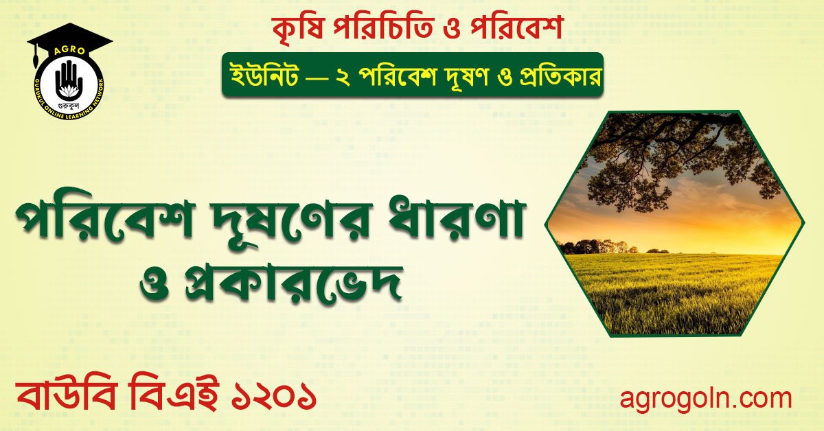 পরিবেশ দূষণের ধারণা ও প্রকারভেদ