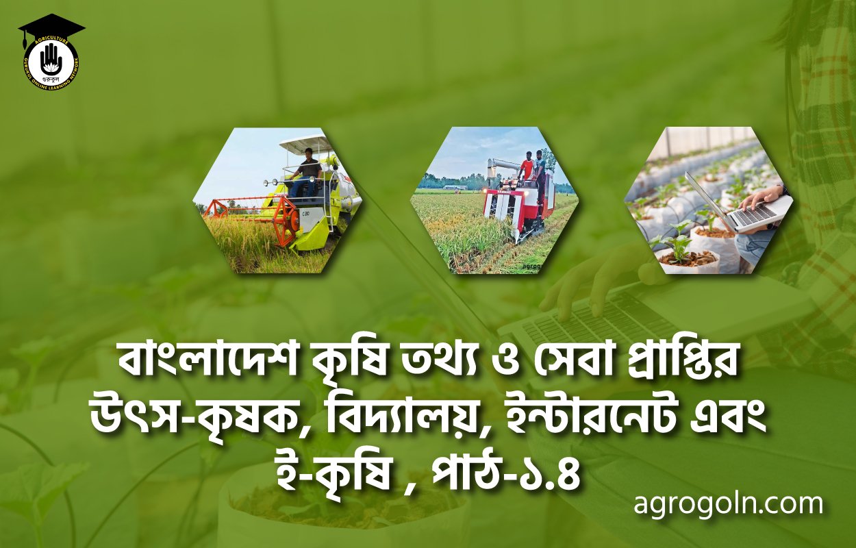 বাংলাদেশ কৃষি তথ্য ও সেবা প্রাপ্তির উৎস-কৃষক, বিদ্যালয়, ইন্টারনেট এবং ই-কৃষি , পাঠ-১.৪