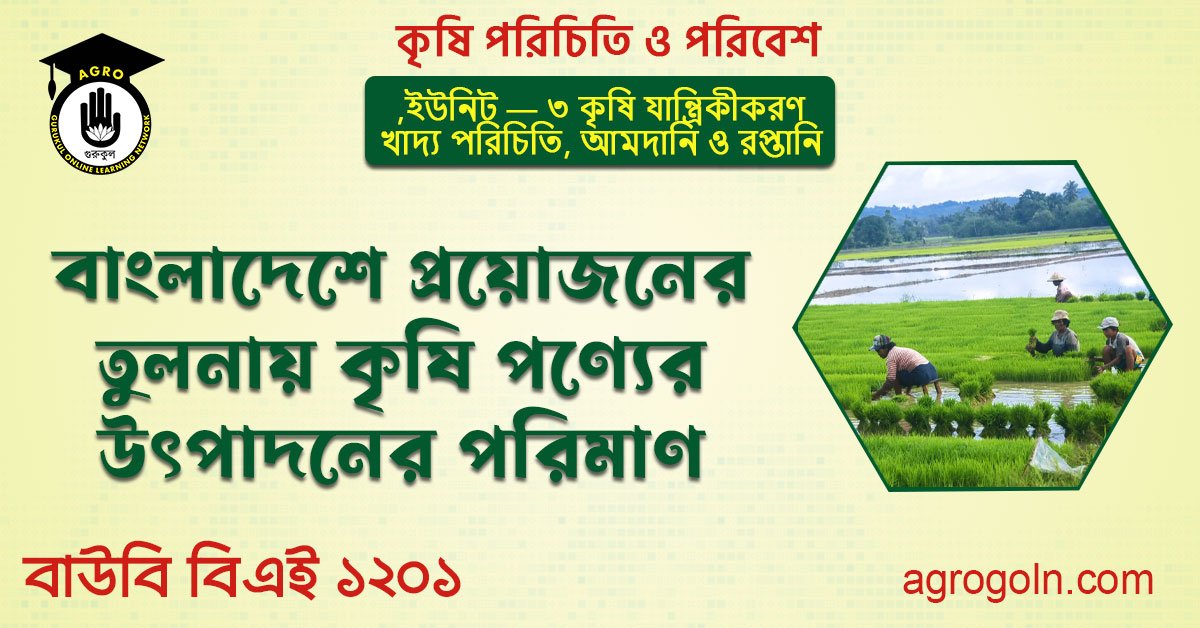 বাংলাদেশে প্রয়োজনের তুলনায় কৃষি পণ্যের উৎপাদনের পরিমাণ